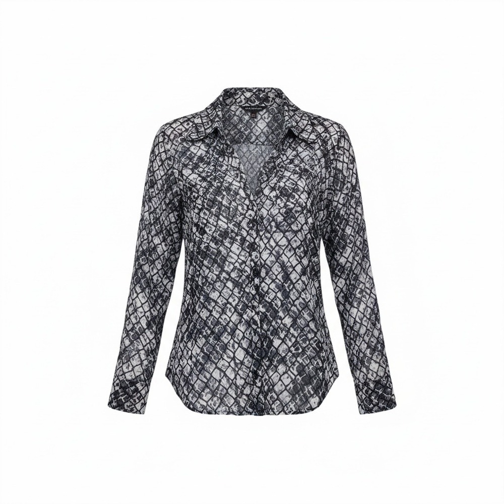 Rock & Republic womens‎ long sleeve button down shirt snakeskin print size M - Picture 2 of 7